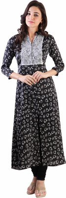 

Libas Women's Printed Straight Kurta(Black)