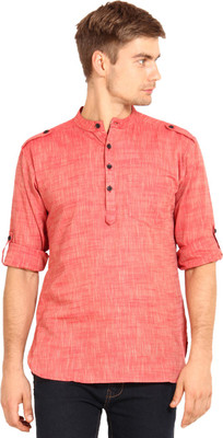 

Svanik Men' Solid Straight Kurta(Red