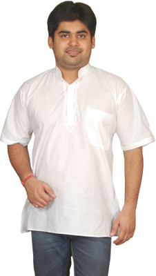 Bhartiya Men Solid Straight Kurta(White)