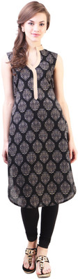 

Libas Women's Printed Straight Kurta(Black