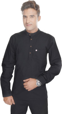 

Padma Men Solid Straight Kurta(Black)