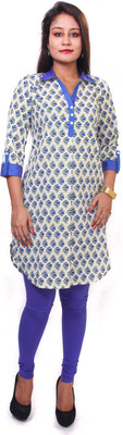 

Indibelle Women's Printed Straight Kurta(Blue