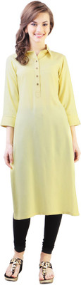 

Libas Women's Solid Straight Kurta(Yellow)