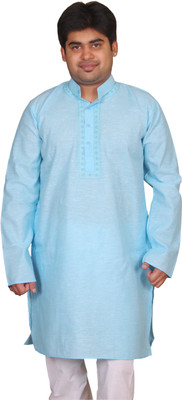 Bhartiya Men Solid Straight Kurta(Light Blue)