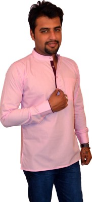 Nation Polo Club Men Solid Straight Kurta(Pink)