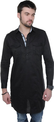 34% OFF on Qdesigns Solid Men's Pathani Kurta(Black)