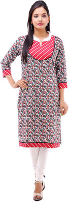 

Kyaara Women's Printed Straight Kurta(Red, Red;white