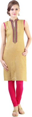 Libas Women's Printed Straight Kurta(Yellow)