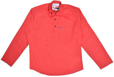 

Little Man Boys Solid Casual Pink Shirt