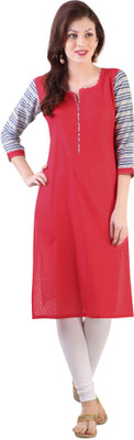 

Libas Women's Printed Straight Kurta(Red)
