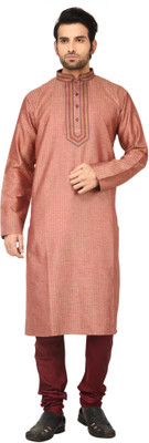 

Rene Men's Embroidered Straight Kurta(Maroon)