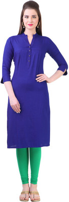 

Libas Women's Self Design Straight Kurta(Blue