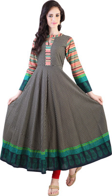 

Libas Women's Printed Anarkali Kurta(Black)
