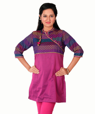 

Enah Women's Self Design A-line Kurta(Purple