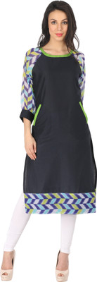 

Indibelle Women's Solid Straight Kurta(Blue), Dark blue