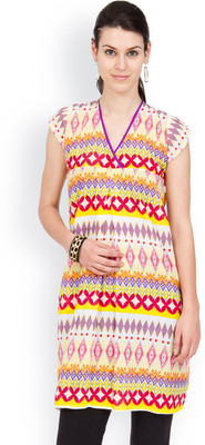 

Jugnu Women's Printed A-line Kurta(Yellow