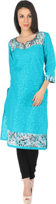 

Indibelle Women's Solid Straight Kurta(Blue), Firoji