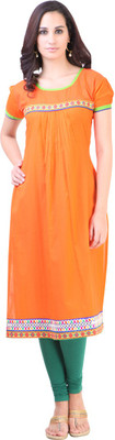 Libas Women's Solid Straight Kurta(Orange)