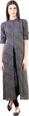 

Libas Women's Printed A-line Kurta(Black, White