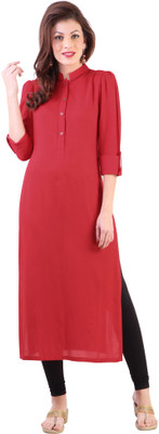 

Libas Women's Self Design Straight Kurta(Red