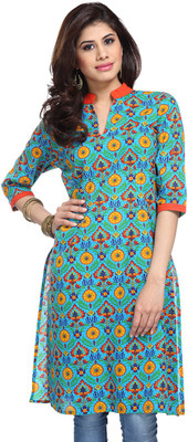 

Enah Women' Printed A-line Kurta(Blue