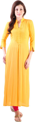 

Libas Women's Self Design Straight Kurta(Yellow