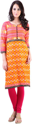 

Libas Women's Printed Straight Kurta(Yellow)