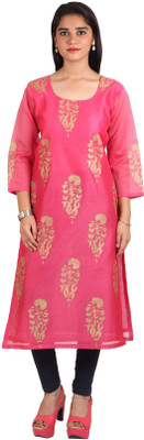 NIKA Women Embroidered A-line Kurta(Pink, Beige) Flipkart