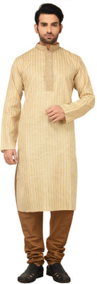 

Rene Men's Embroidered Straight Kurta(Gold)