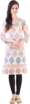 

Libas Women's Printed Straight Kurta(White)