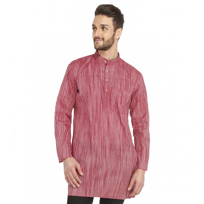 

Bhartiya Paridhan Men's Striped Straight Kurta(Red)