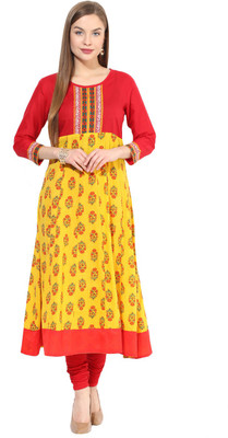 71 OFF on Aks Women Floral Print Anarkali Kurta Multicolor on