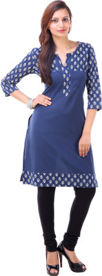 Goodwill Impex Women Printed Straight Kurta(Blue)