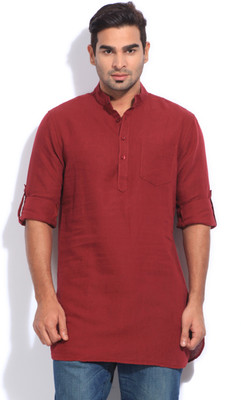 

The Indian Garage Co. Men's Solid Straight Kurta(Red), Burnt red