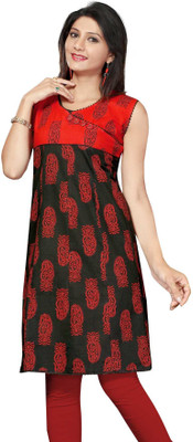 

ALC Creations Casual Paisley Women's Kurti(Red, Black), Black;red