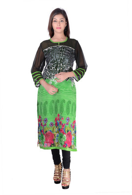 

Kyaara Women's Printed Straight Kurta(Green
