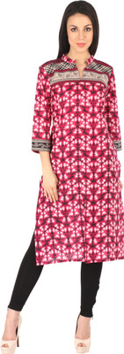 

Indibelle Women's Printed Straight Kurta(Pink)