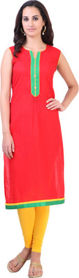 

Libas Women's Self Design Straight Kurta(Red)
