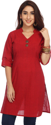 

Enah Women's Solid A-line Kurta(Red)