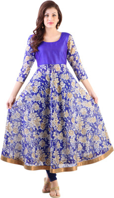 

Libas Women's Printed Anarkali Kurta(Blue)
