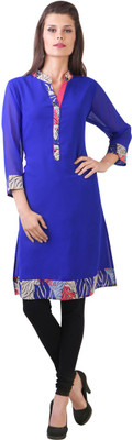 

Libas Women's Printed Straight Kurta(Blue)
