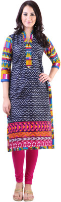 

Libas Women' Printed Straight Kurta(Blue, Black