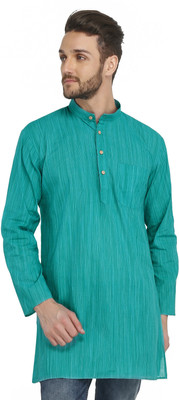 

Bhartiya Paridhan Men's Striped Straight Kurta(Green)