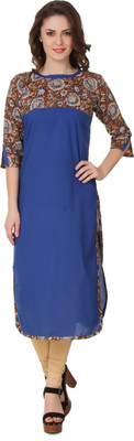 

Zuri Women's Printed Straight Kurta(Blue, Brown