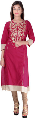 

Kyaara Women' Embroidered Straight Kurta(Pink