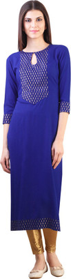

Libas Women's Solid Straight Kurta(Blue)