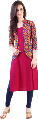 Libas Women's Solid Straight Kurta(Pink)