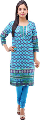 

Kyaara Women's Printed Straight Kurta(Blue), Blue;multicolor