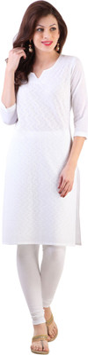 

Libas Women's Embroidered Straight Kurta(White
