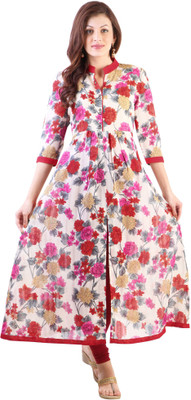 

Libas Women's Floral Print A-line Kurta(Multicolor